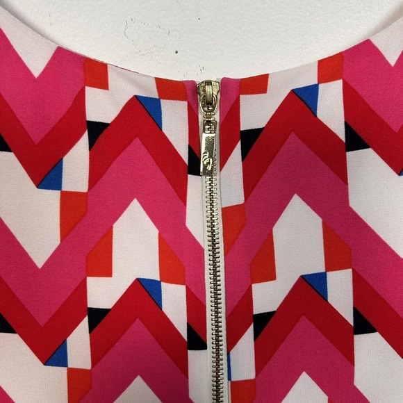 Eliza J Womens Half Sleeve Zip Up Close Lined Abstract White Day Dress Sz 6 NWT - Picture 6 of 10